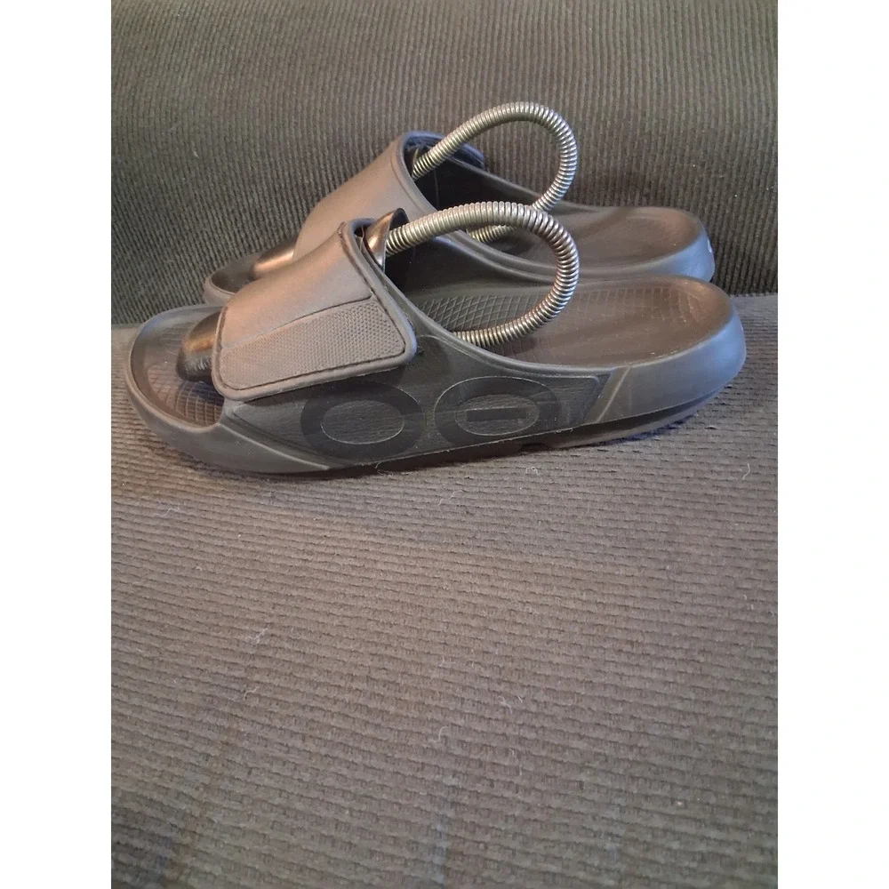 OOFOS OOahh Sport Flex Black Recovery Slide Sandals Mens 10 Womens 12 EU 43